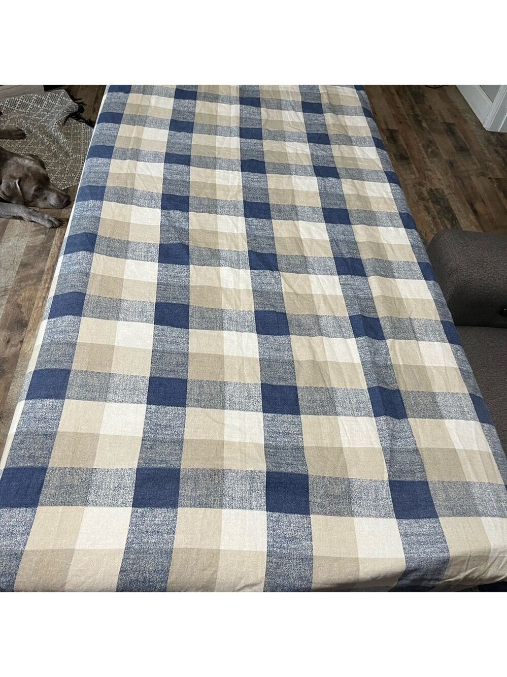 JCPenney, Home, blue and tan plaid drapes 82”